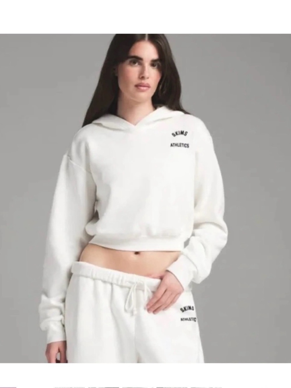 SKIMS White Cropped Hoodie with Small Logo